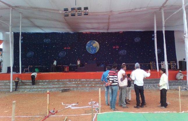 bhadwad katha pandal भागवत कथा सप्ताह महोत्सव की तैयारी अंतिम चरण में