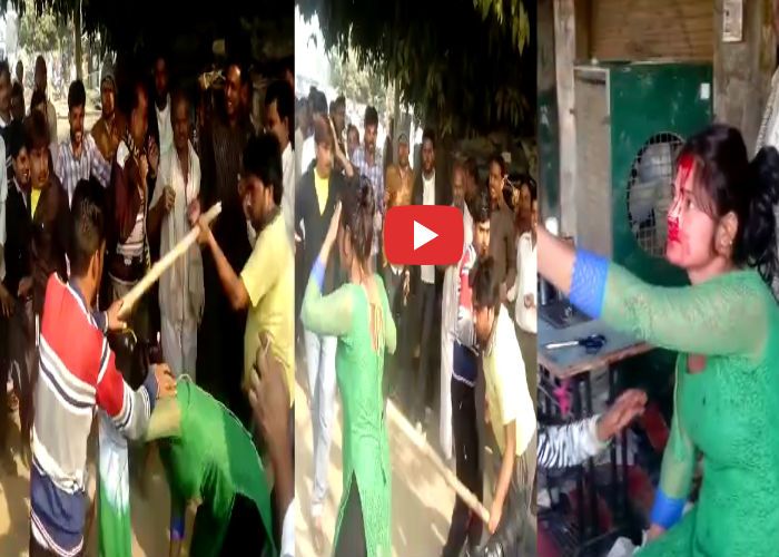 Mainpuri Live Pitai VIDEO मैनपुरी में दबंगों का कहर, बीच सड़क महिला पर बरसाईं लाठियां
