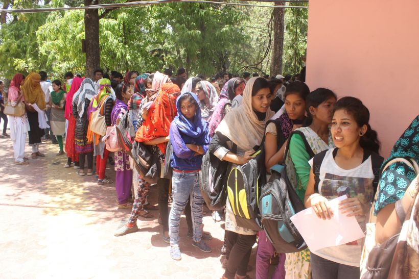Standing in the examination form filling line परीक्षा फार्म भरने के अंतिम दिन सर्वर ठप