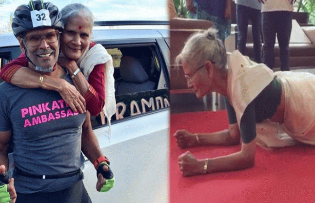 milind soman मिलिंद सोमन की 78 वर्षीय मां का हैरान कर देने वाला कारनामा, देखें वीडियो