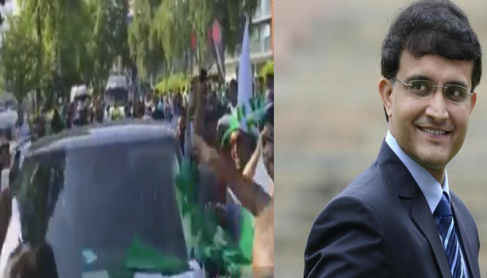 pak fans attack sourav gangulys car with pak flag मैच से पहले लंदन में पाक फैंस ने सौरव गांगुली से की बदसलूकी, भड़का हिंदुस्तानियों का गुस्सा!
