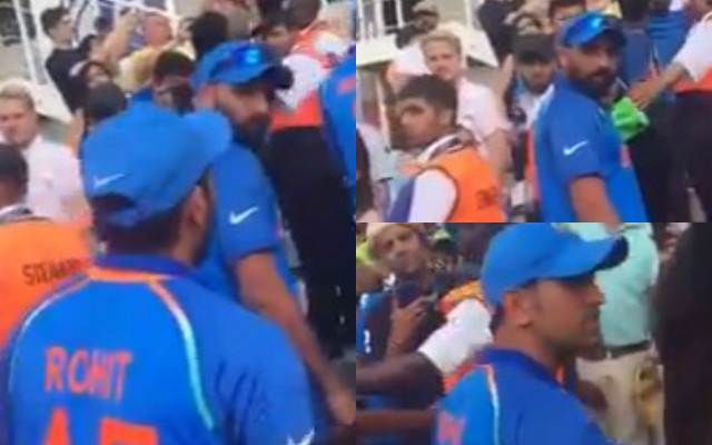 A Pakistani fan gets under the skin of Mohammed Sh चैम्पियंस ट्रॉफी में भारत की हार के बाद भारतीय खिलाड़ियों से पाकिस्तानी ने कहा- ''बाप कौन है'', सुनते ही पीटने को दौड़े भारतीय खिलाड़ी शमी
