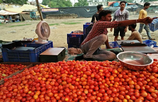 Tomato is sold on DJ Tune in Mandi, Watch Video टमाटर हुआ लाल, मंडी में डीजे की धुन पर बिक रहा है टमाटर, देखिए वीडियो