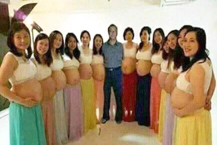 seorang pria dengan 13 istrinya yang hamil sekaligus