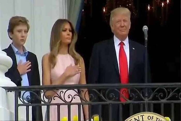 Donald Trump राष्ट्रगान का सम्मान करना भूले ट्रंप, पत्नी मेलानिया ने उन्हें मारी कोहनी